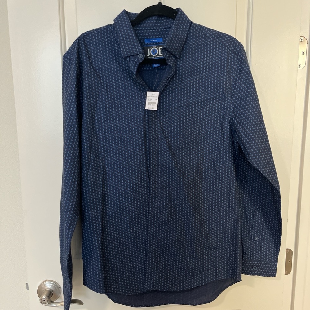 Joseph Abboud Dark Blue Geometric Casual Shirt